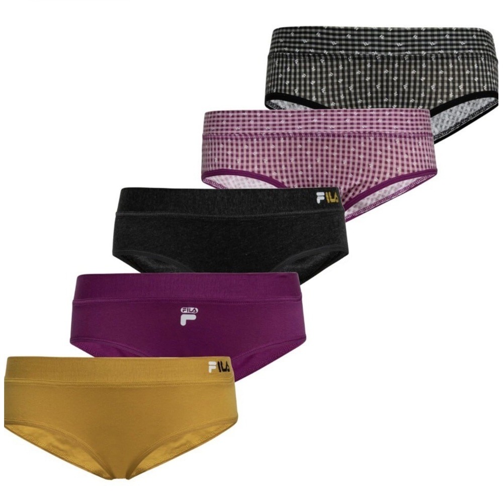 Fila Women's Mustard Combo 5‎ Pack Ladies Hípster Underwear Size XL NWT